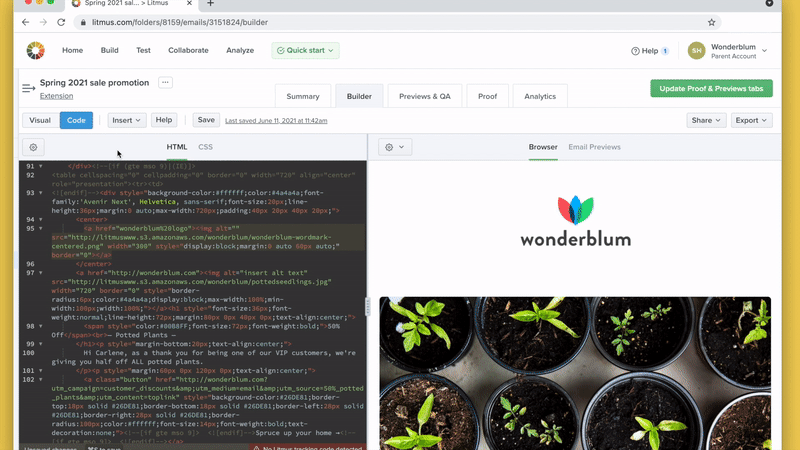 Opening snippet library in Litmus Builder