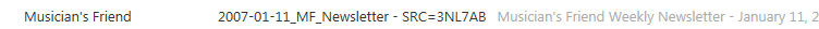 Musician's Friend subject line mistake