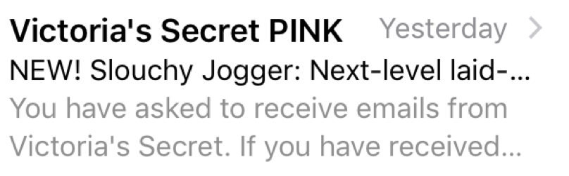 Victoria's Secret subject line mistake