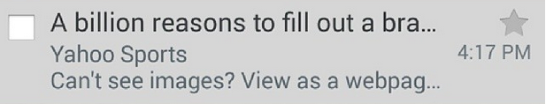 Yahoo Sports subject line mistake
