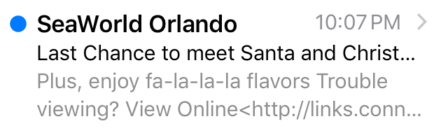 SeaWorld subject line mistake