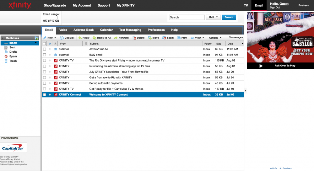 Comcast: Inbox View