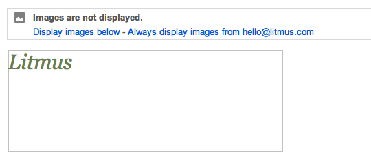 Disabled image with styled alt text in Gmail Disabled image with styled alt text in Gmail