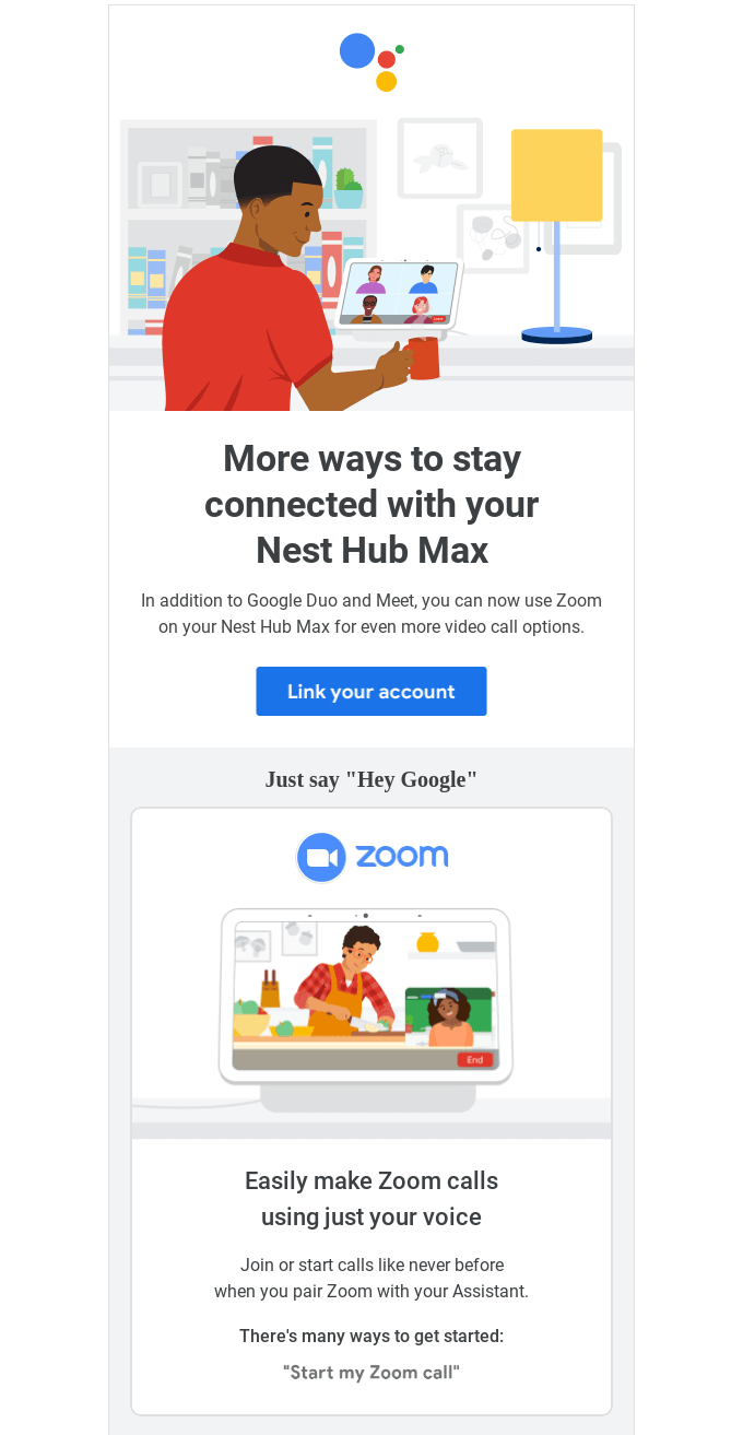 Nest email introducing Zoom integration