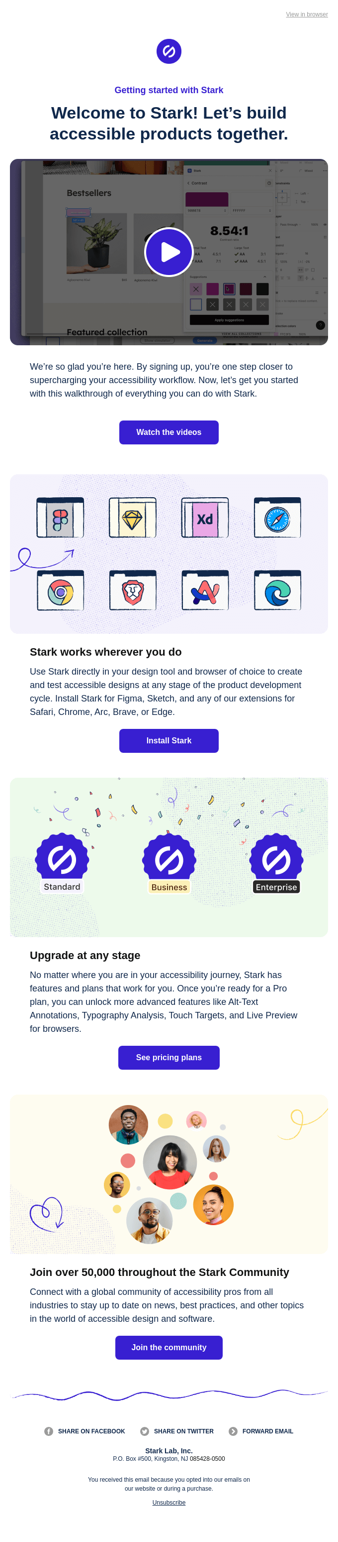Stark welcome email