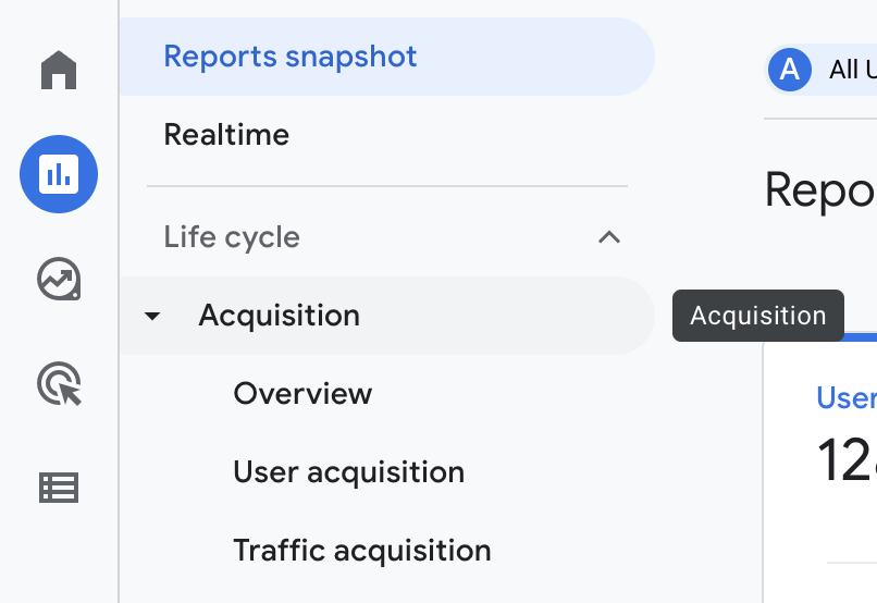 acquisition filter report in ga4